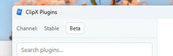 Plugins browser shows betas